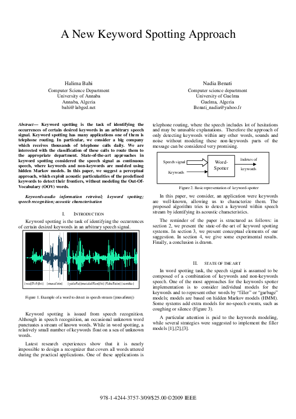 (PDF) A New Keyword Spotting Approach