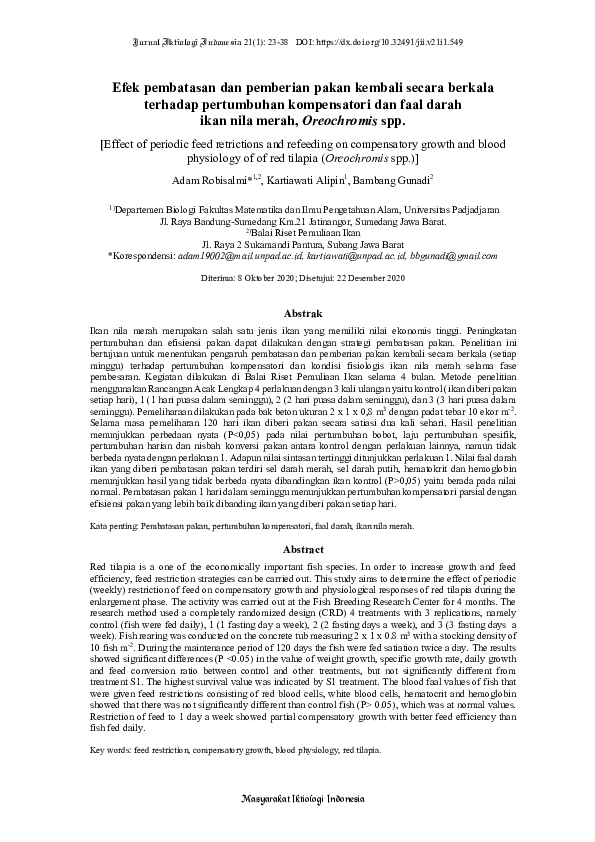 (PDF) Effect of periodic feed retrictions and refeeding on compensatory ...