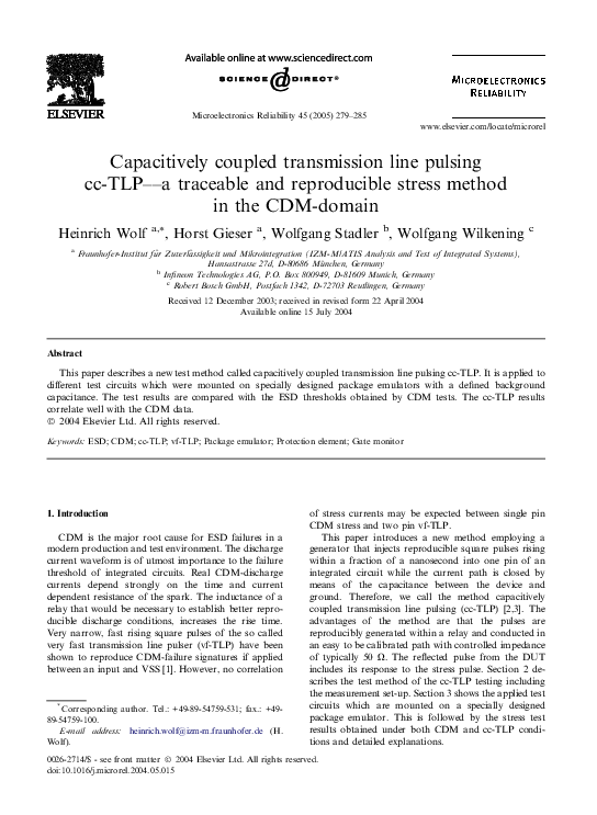 (PDF) Capacitively coupled transmission line pulsing cc-TLP––a ...