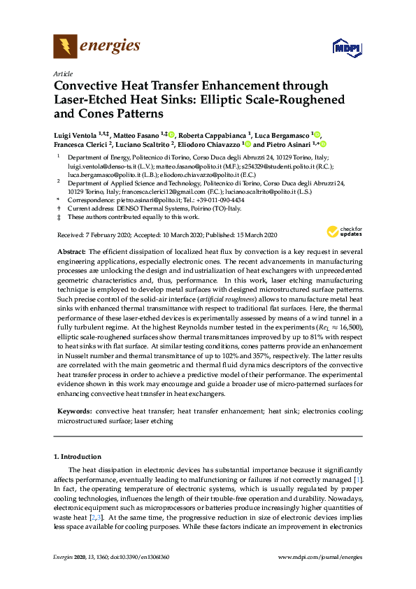 (PDF) Convective Heat Transfer Enhancement through Laser-Etched Heat ...