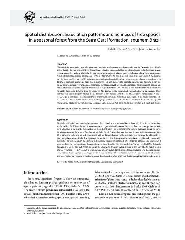 (PDF) Spatial distribution, association patterns and richness of tree ...