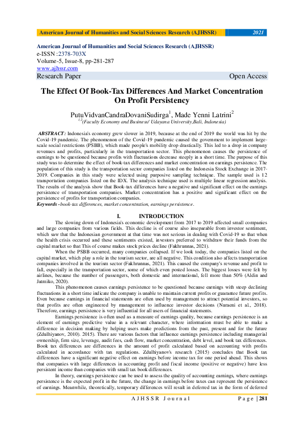 (PDF) The Effect Of Book-Tax Differences And Market Concentration On ...