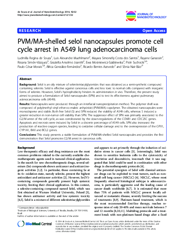 (PDF) PVM/MA-shelled selol nanocapsules promote cell cycle arrest in ...
