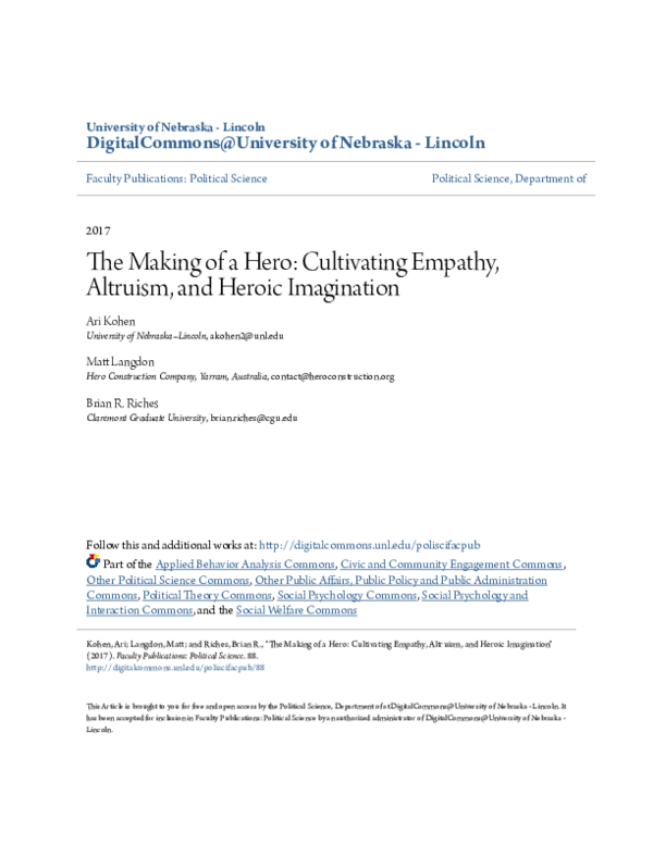 (PDF) The Making of a Hero: Cultivating Empathy, Altruism, and Heroic ...