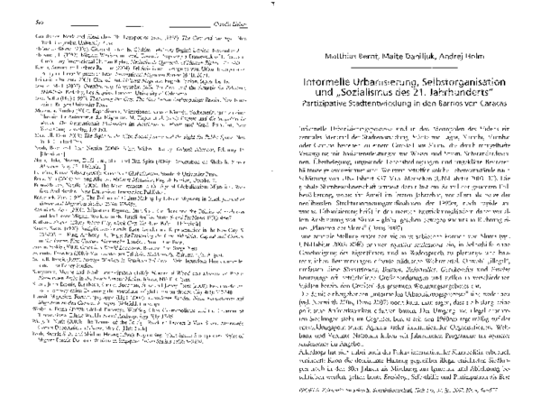 Informelle Urbanisierung, Selbstorganisation und "Sozialismus des 21. Jahrhunderts