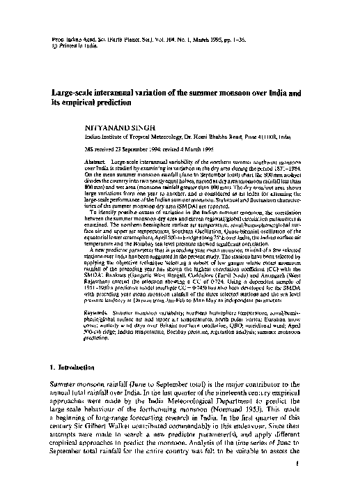 (PDF) Large-scale interannual variation of the summer monsoon over ...
