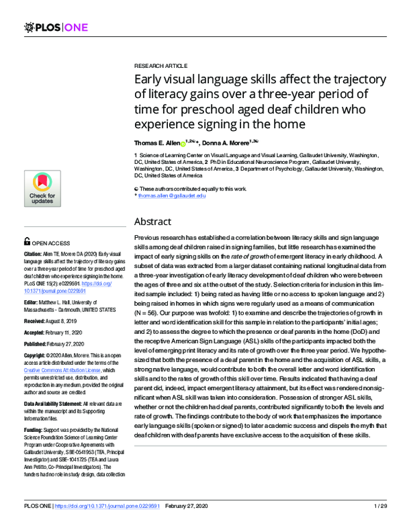 (PDF) Early visual language skills affect the trajectory of literacy ...