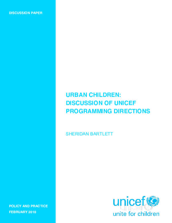 (PDF) Urban Children: Discussion of Unicef Programming Directions