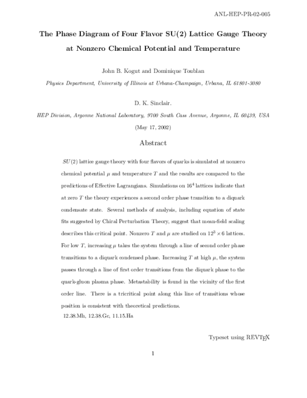 (PDF) The phase diagram of four flavor SU(2) lattice gauge theory at ...