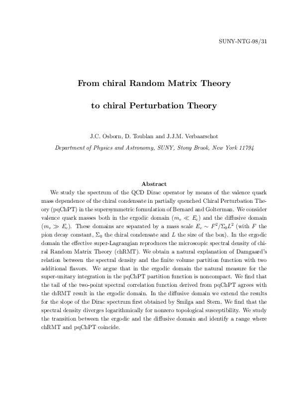 (PDF) From chiral random matrix theory to chiral perturbation theory