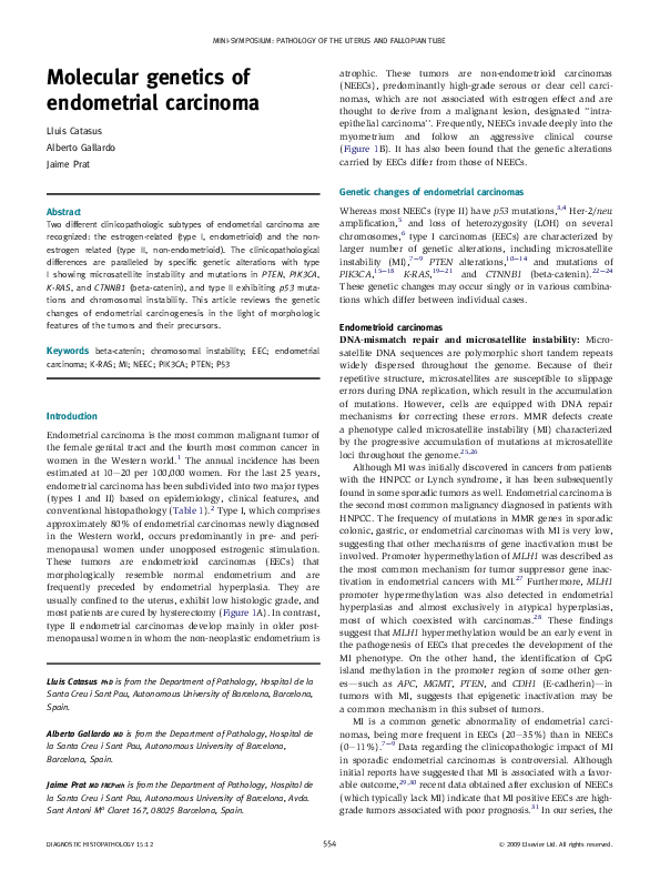 (PDF) Molecular genetics of endometrial carcinoma