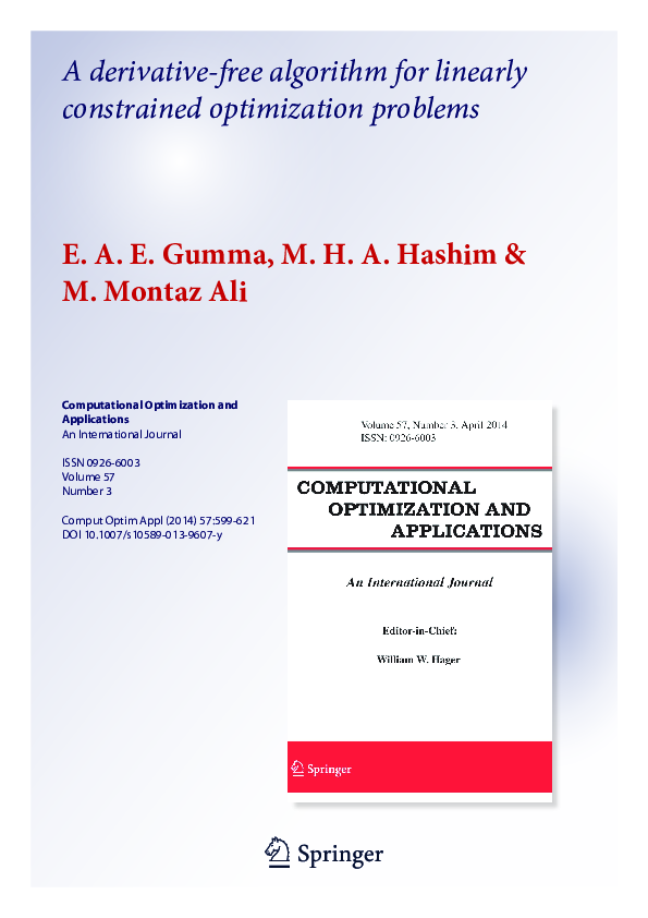 (PDF) A derivative-free algorithm for linearly constrained optimization ...
