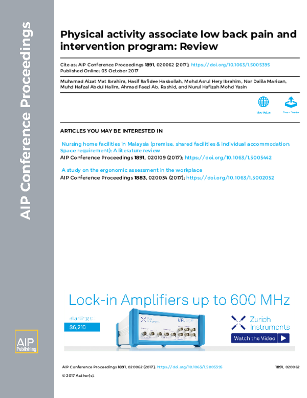 (PDF) Physical activity associate low back pain and intervention ...