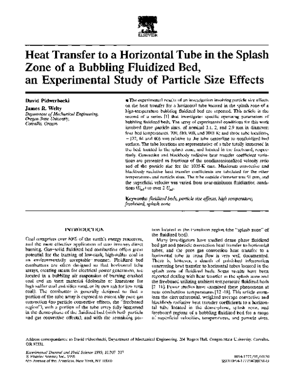(PDF) Heat transfer to a horizontal tube in the splash zone of a ...