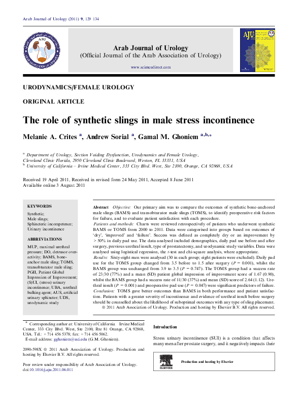 (PDF) The role of synthetic slings in male stress incontinence