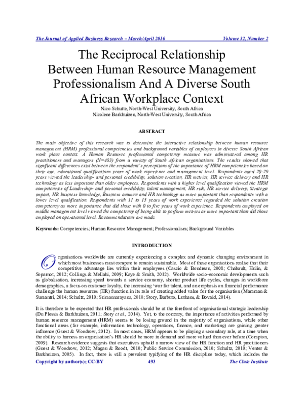 (PDF) The Reciprocal Relationship Between Human Resource Management ...