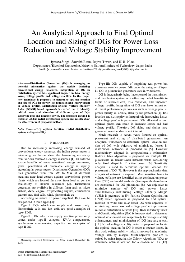 (PDF) An Analytical Approach to Find Optimal Location and Sizing of DGs ...