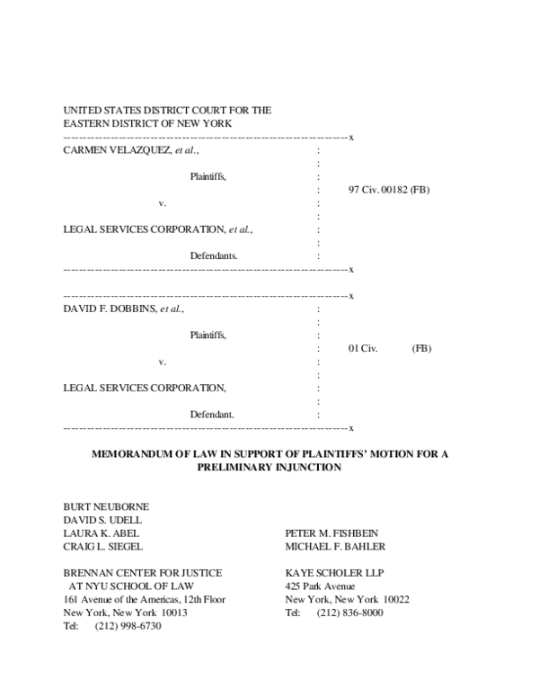 (PDF) Memorandum of Law in Support of Plaintiffs' Motion for a ...