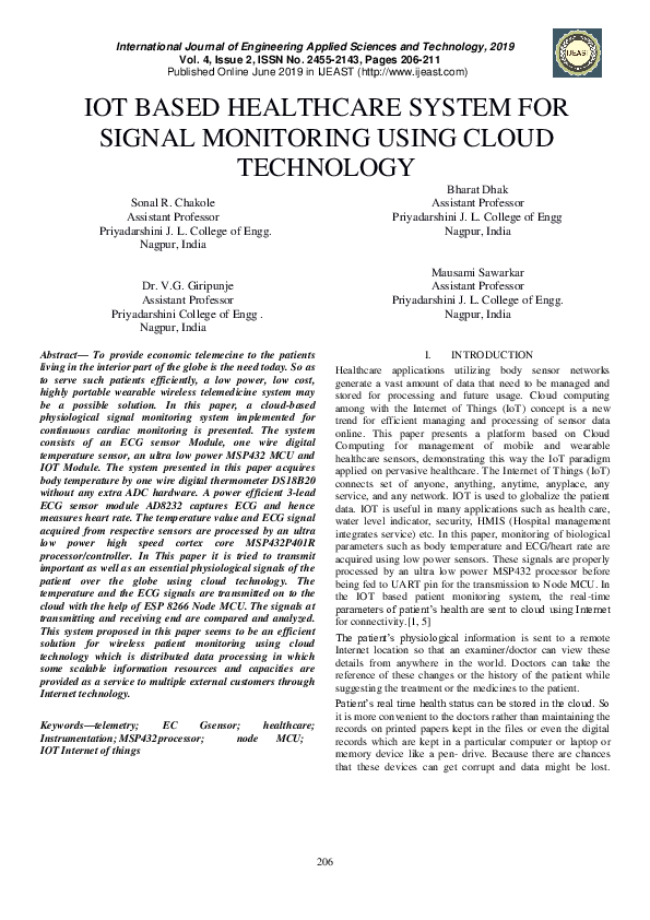 (PDF) Iot Based Healthcare System for Signal Monitoring Using Cloud ...