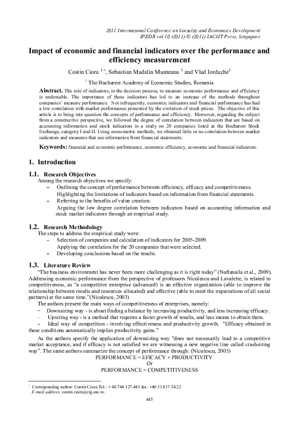 (PDF) Impact of economic and financial indicators over the performance ...