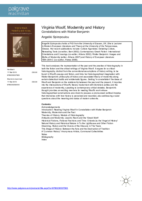 (PDF) 1. Virginia Woolf, Modernity and History Constellations with