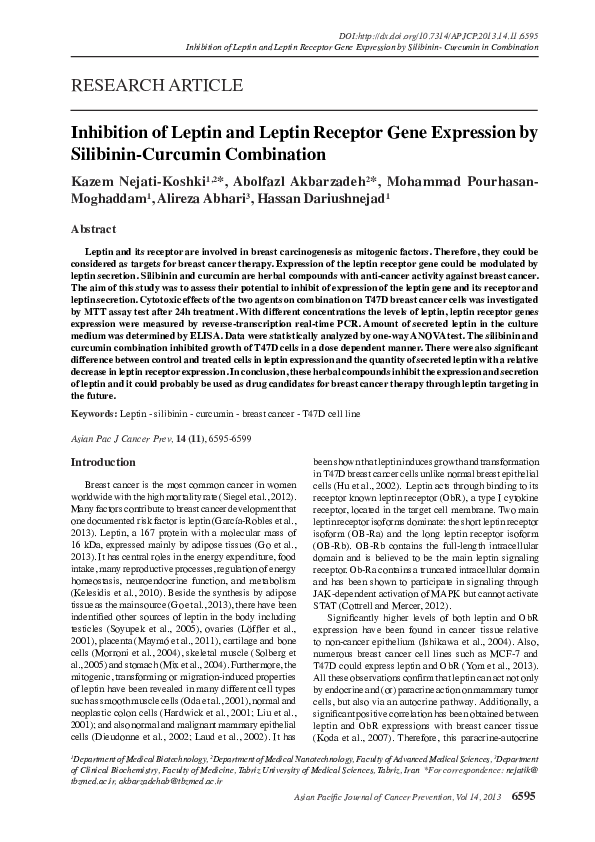 (PDF) Inhibition of leptin and leptin receptor gene expression by ...