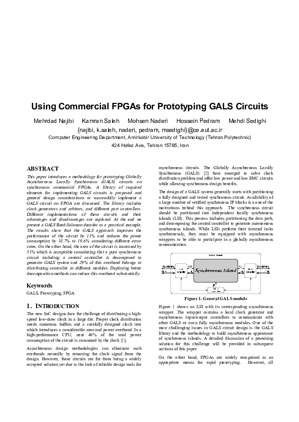 (PDF) Using Commercial FPGAs for Prototyping GALS Circuits