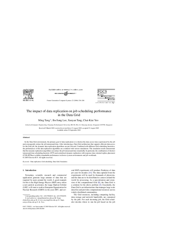 (PDF) The impact of data replication on job scheduling performance in ...
