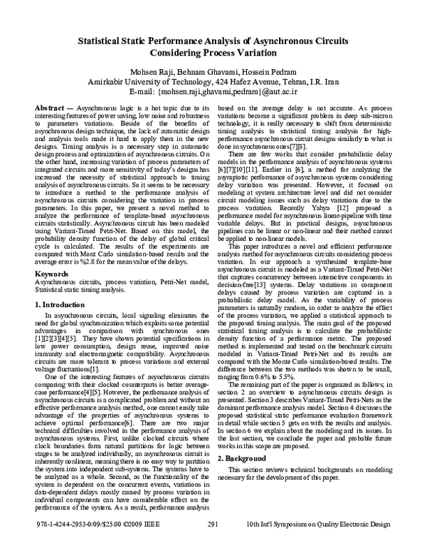 (PDF) Statistical static performance analysis of asynchronous circuits ...