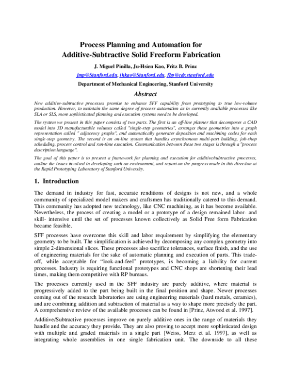 (PDF) Process Planning and Automation for Additive-Subtractive Solid ...