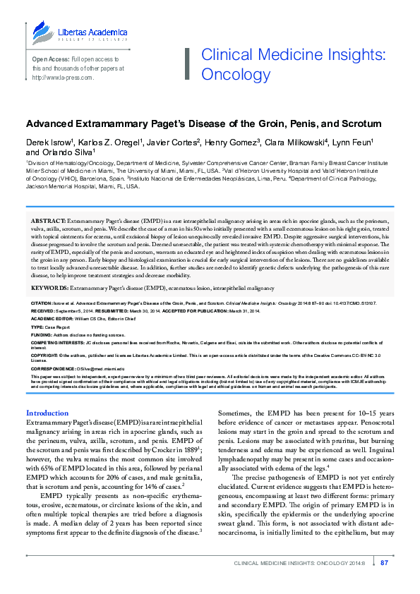 (PDF) Advanced Extramammary Paget's Disease of the Groin, Penis, and