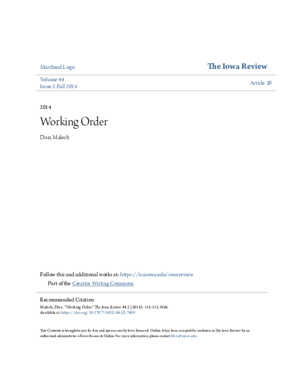 (PDF) Working Order