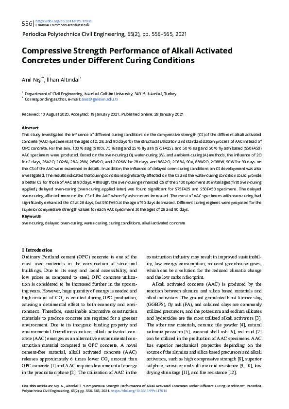 (PDF) Compressive Strength Performance of Alkali Activated Concretes ...