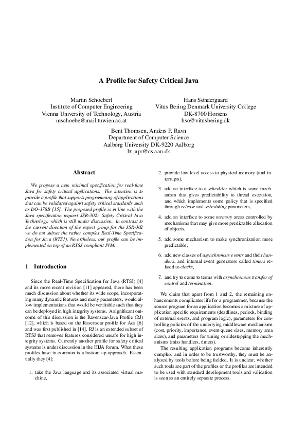 (PDF) A profile for safety critical Java