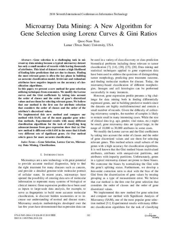 (PDF) Microarray Data Mining: A New Algorithm for Gene Selection Using ...