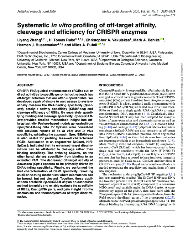 (PDF) Systematic in vitro profiling of offtarget affinity, cleavage