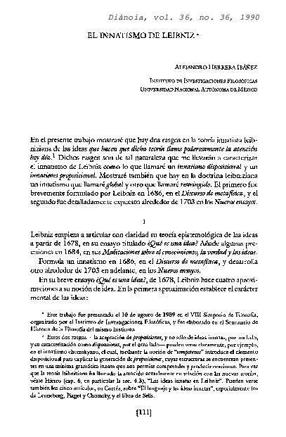 (PDF) El innatismo de Leibniz