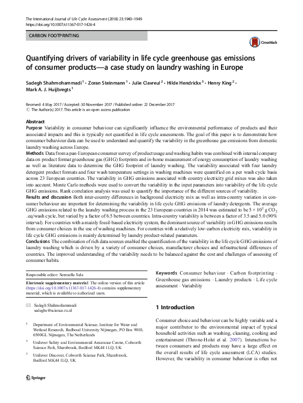 (PDF) Quantifying drivers of variability in life cycle greenhouse gas ...