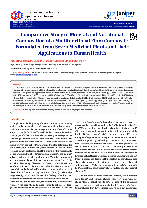 (PDF) Comparative Study of Mineral and Nutritional Composition of a ...