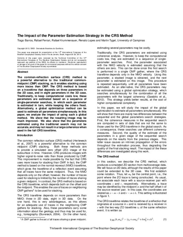 (PDF) The Impact of the Parameter Estimation Strategy in the CRS Method