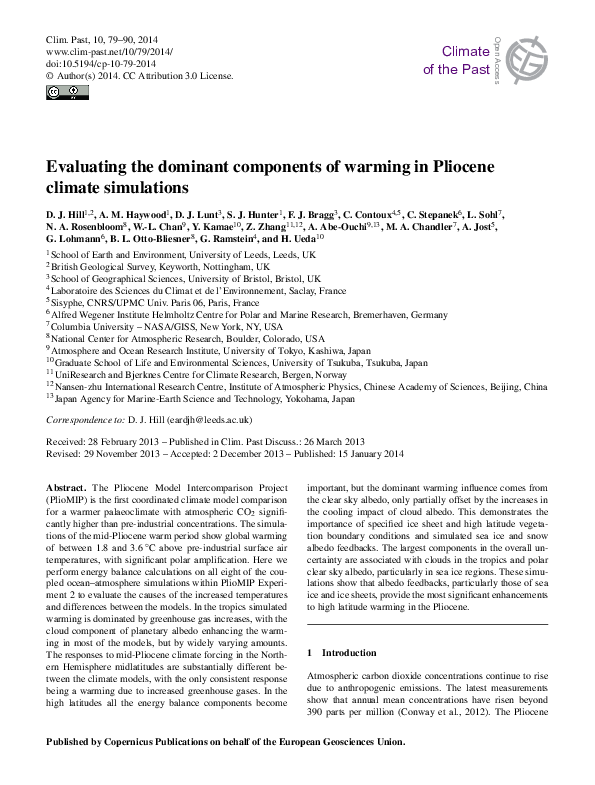 (PDF) Evaluating the dominant components of warming in Pliocene climate ...