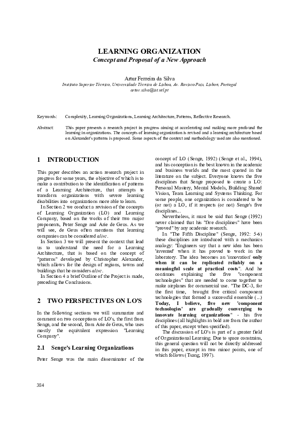 (PDF) LEARNING ORGANIZATION Concept and Proposal of a New Approach