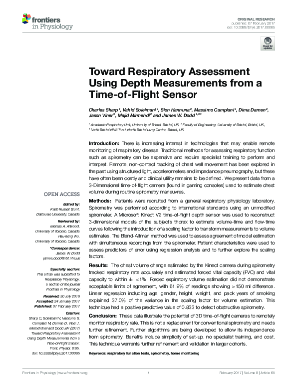 (PDF) Toward Respiratory Assessment Using Depth Measurements from a ...