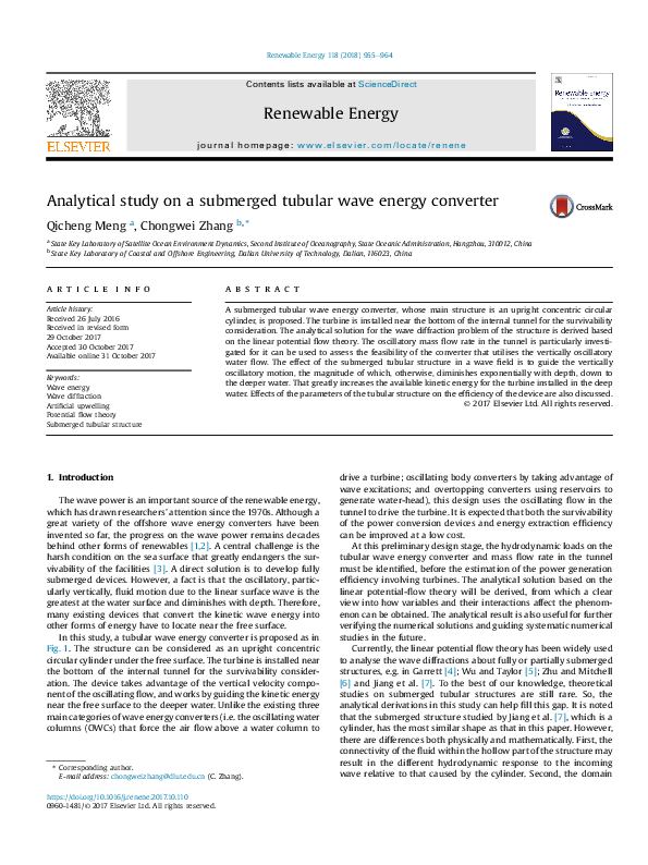 (PDF) Analytical study on a submerged tubular wave energy converter