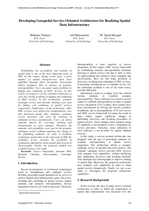 (PDF) Developing Geospatial Service-Oriented Architecture for Realizing ...