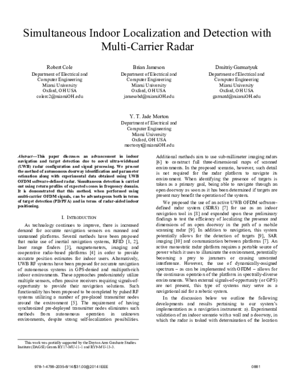 (PDF) Simultaneous indoor localization and detection with multi-carrier ...