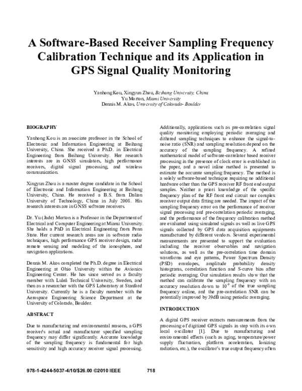 (PDF) A softwarebased receiver sampling frequency calibration