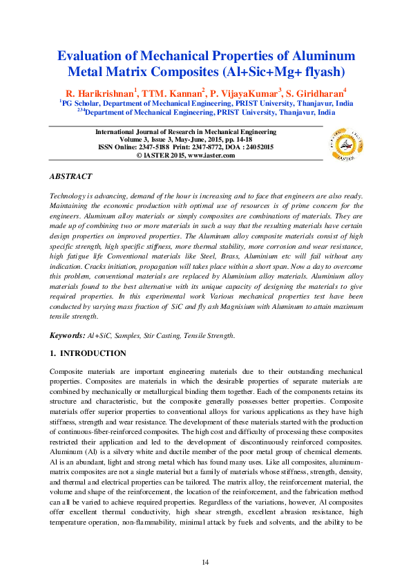 (PDF) Evaluation of Mechanical Properties of Aluminum Metal Matrix ...