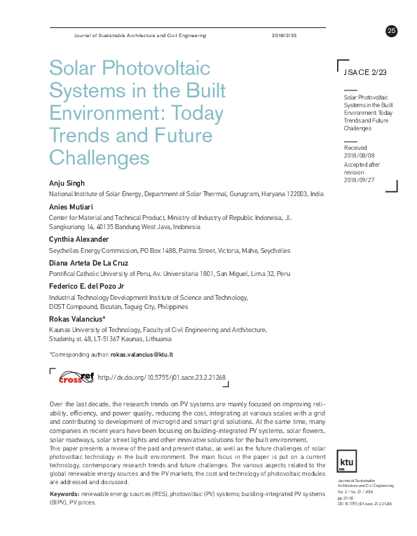 (PDF) Solar Photovoltaic Systems in the Built Environment: Today Trends ...