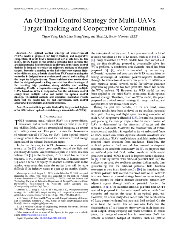 (PDF) An Optimal Control Strategy for Multi-UAVs Target Tracking and ...